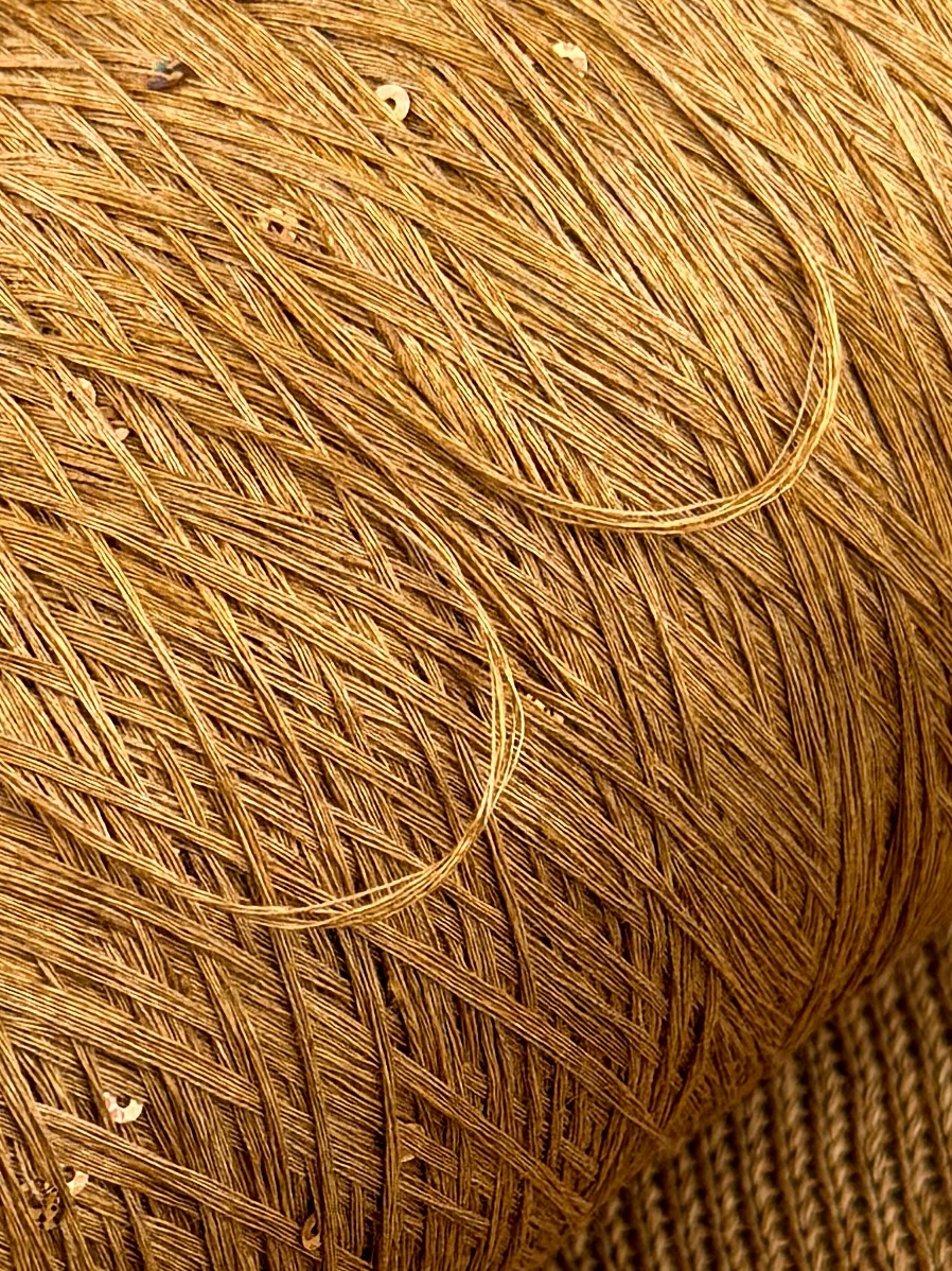 G&G Filati Art. Lino 470m/100g – Leinengarn mit Pailletten Ton in Ton Bronze